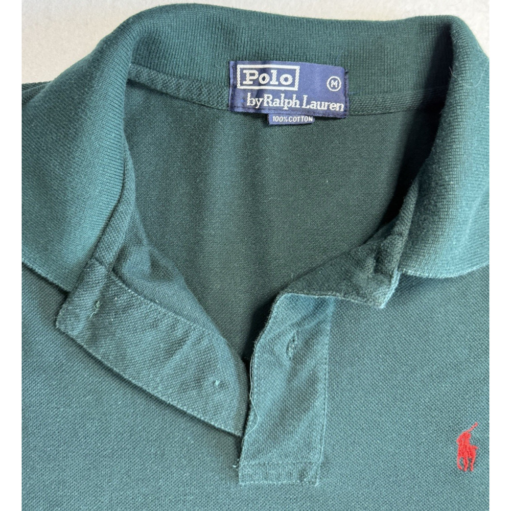 Polo Ralph Lauren mens polo med dark green Preppy golf casual weekend EUC - Picture 2 of 2
